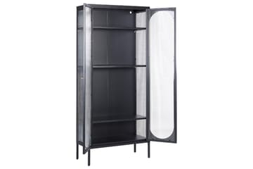 Foxton Vitrinskap 80 cm med Oppbevaring i Metall og Glass - Svart - Oppbevaring - Skap - Vitrineskap