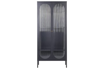 Foxton Vitrinskap 80 cm med Oppbevaring i Metall og Glass - Svart - Oppbevaring - Skap - Vitrineskap