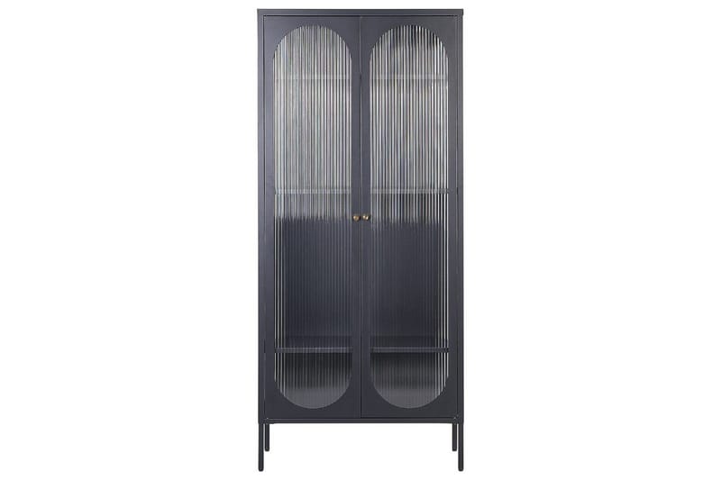 Foxton Vitrinskap 80 cm med Oppbevaring i Metall og Glass - Svart - Oppbevaring - Skap - Vitrineskap