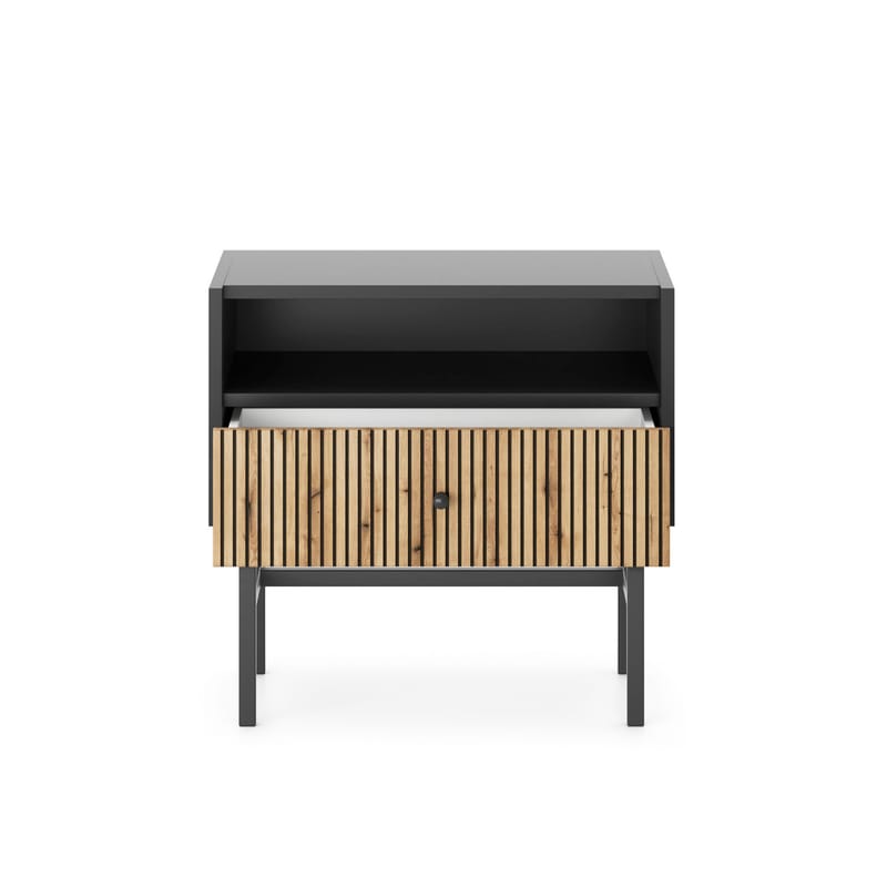 Francisca Nattbord 55 cm - Svart/Eik - Møbler - Bord - Avlastningsbord & sidobord - Sengebord & nattbord