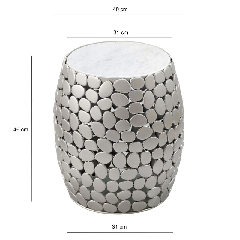 Galara sidebord 40 cm - Hvit og sølvfarget - Møbler - Bord - Avlastningsbord & sidobord - Brettbord og småbord