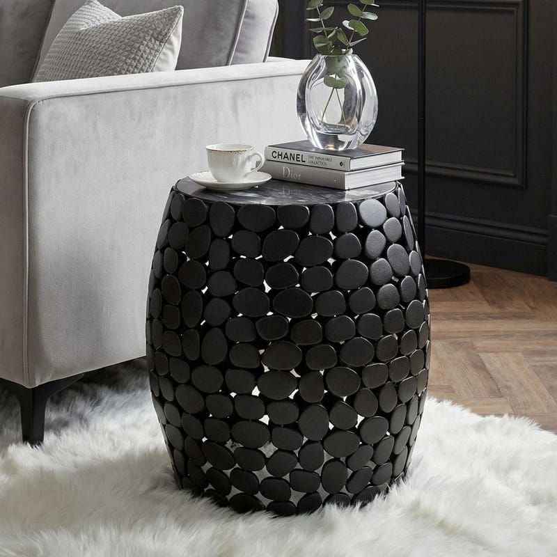 Galara sidebord 40 cm - Svart med grå og hvite marmornyanser - Møbler - Bord - Avlastningsbord & sidobord - Brettbord og småbord