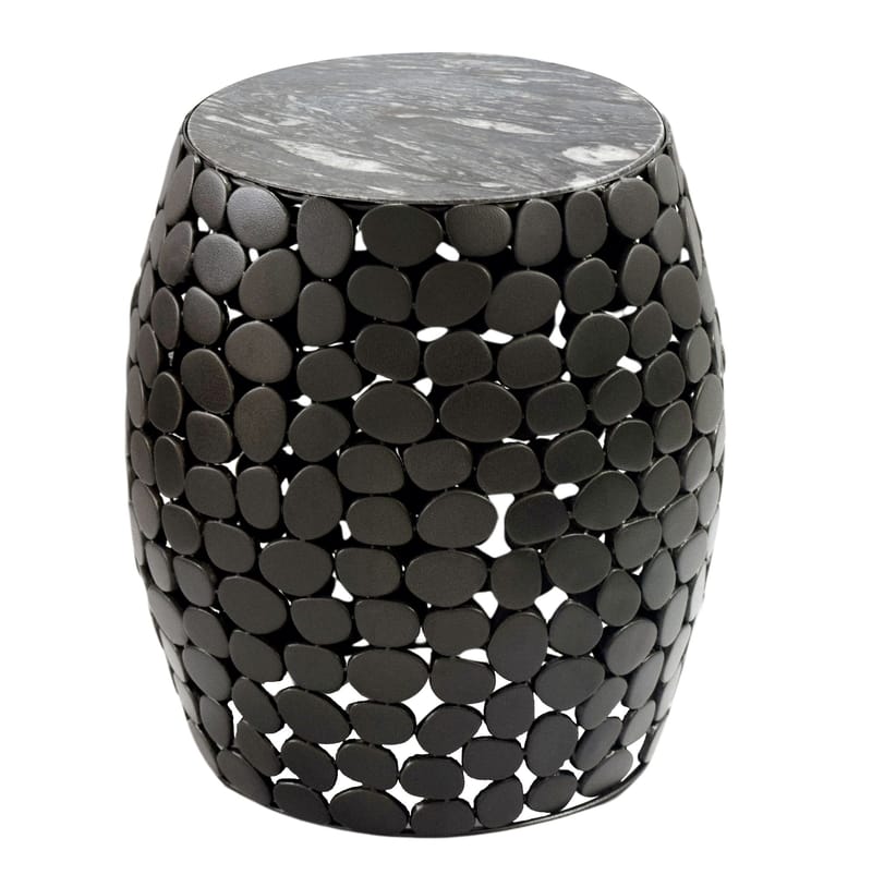 Galara sidebord 40 cm, Svart med grå og hvite marmornyanser