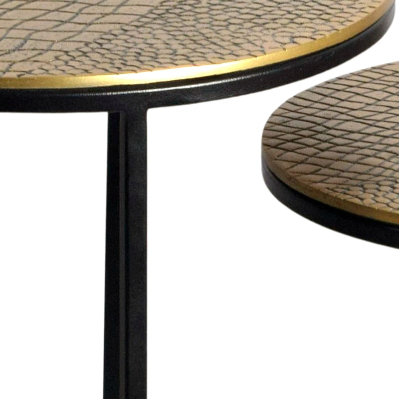 Galela settbord 40 cm sett med 2 - Gullfarget og svart - Møbler - Bord - Avlastningsbord & sidobord - Settbord