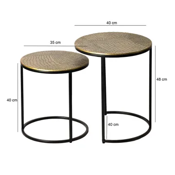 Galela settbord 40 cm sett med 2 - Gullfarget og svart - Møbler - Bord - Avlastningsbord & sidobord - Settbord