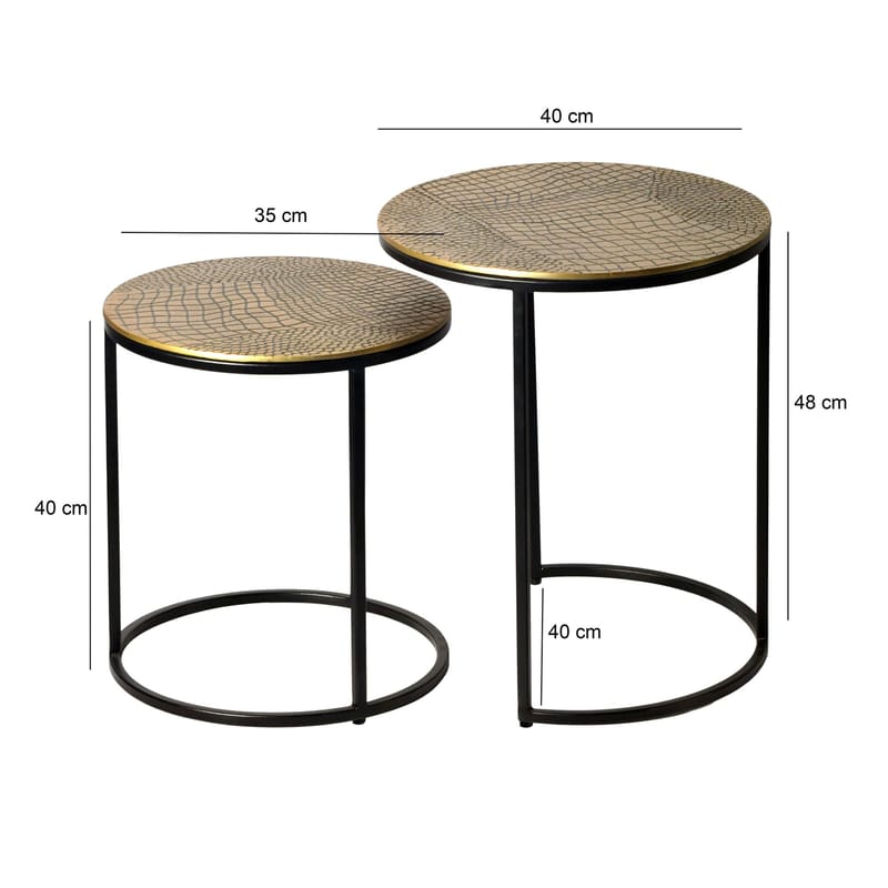 Galela settbord 40 cm sett med 2 - Gullfarget og svart - Møbler - Bord - Avlastningsbord & sidobord - Settbord