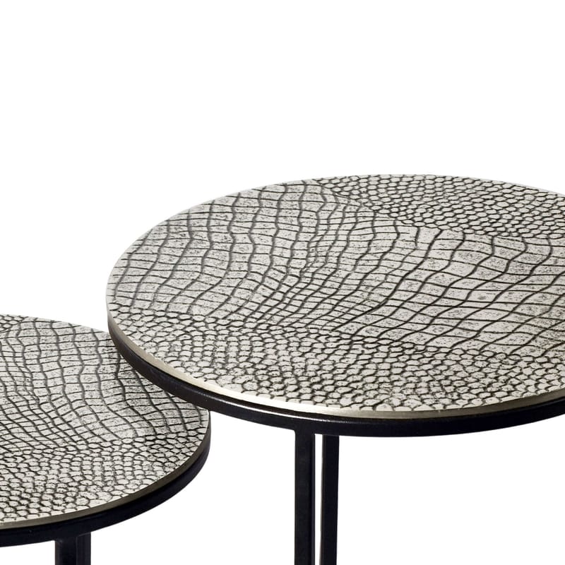 Galela settbord 40 cm sett med 2 - Sølvfarget og svart - Møbler - Bord - Avlastningsbord & sidobord - Settbord