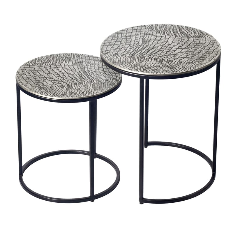 Galela settbord 40 cm sett med 2 - Sølvfarget og svart - Møbler - Bord - Avlastningsbord & sidobord - Settbord