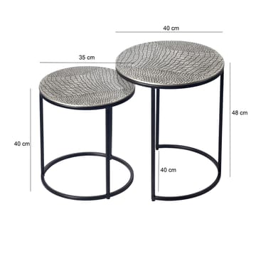 Galela settbord 40 cm sett med 2 - Sølvfarget og svart - Møbler - Bord - Avlastningsbord & sidobord - Settbord