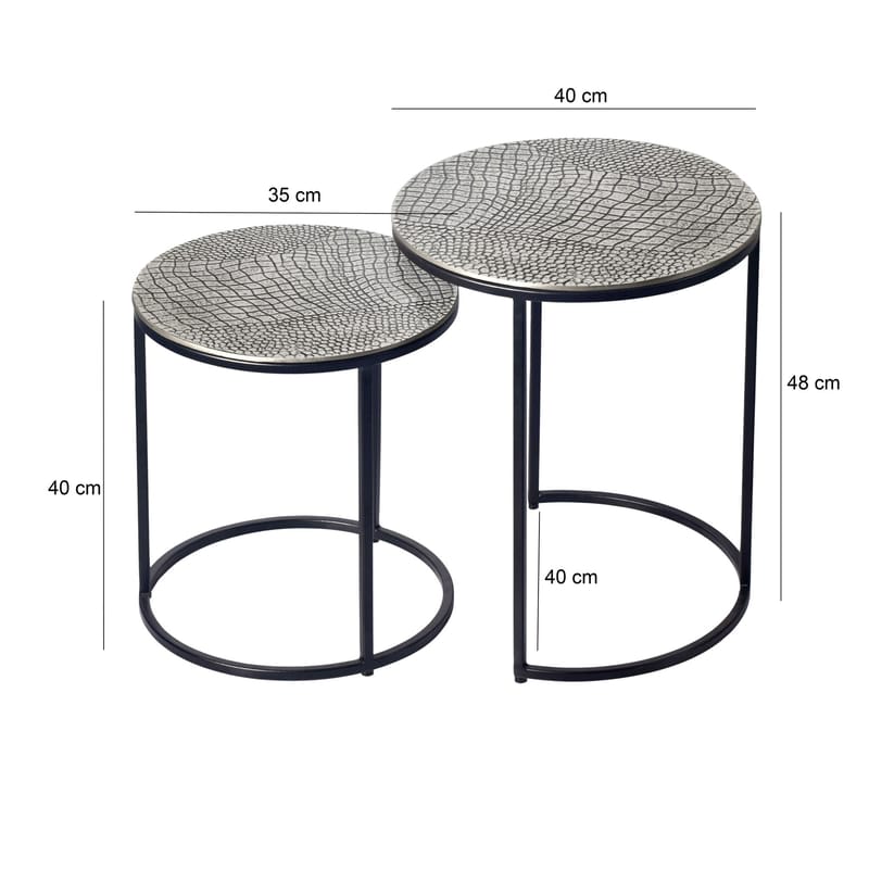 Galela settbord 40 cm sett med 2 - Sølvfarget og svart - Møbler - Bord - Avlastningsbord & sidobord - Settbord