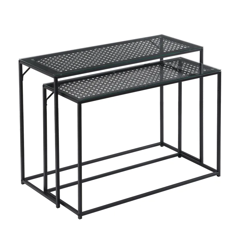Galora konsollbord 100 cm sett med 2, Gjennomsiktig og matt svart