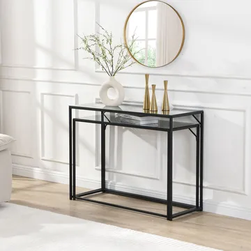Galora konsollbord 100 cm sett med 2 - Gjennomsiktig og matt svart - Møbler - Bord - Avlastningsbord & sidobord - Settbord
