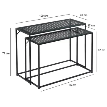 Galora konsollbord 100 cm sett med 2 - Gjennomsiktig og matt svart - Møbler - Bord - Avlastningsbord & sidobord - Settbord