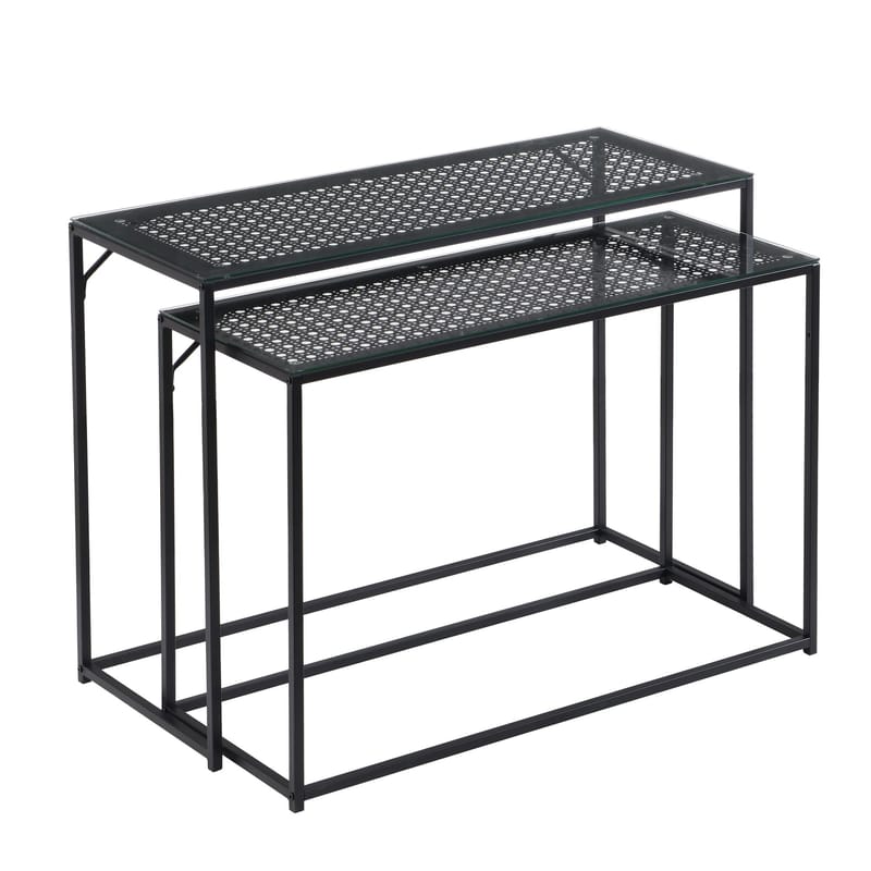 Galora konsollbord 100 cm sett med 2 - Gjennomsiktig og matt svart - Møbler - Bord - Avlastningsbord & sidobord - Settbord