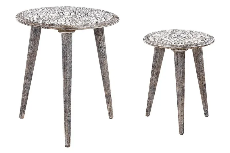 Gavin Settbord 41 cm, Hvit/Mørkt tre