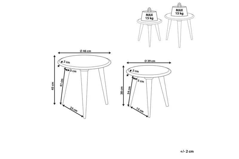 Gazelle Settbord 46 cm - Lyst tre/Hvit - Møbler - Bord - Avlastningsbord & sidobord - Settbord