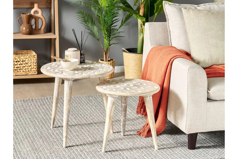 Gazelle Settbord 46 cm - Lyst tre/Hvit - Møbler - Bord - Avlastningsbord & sidobord - Settbord