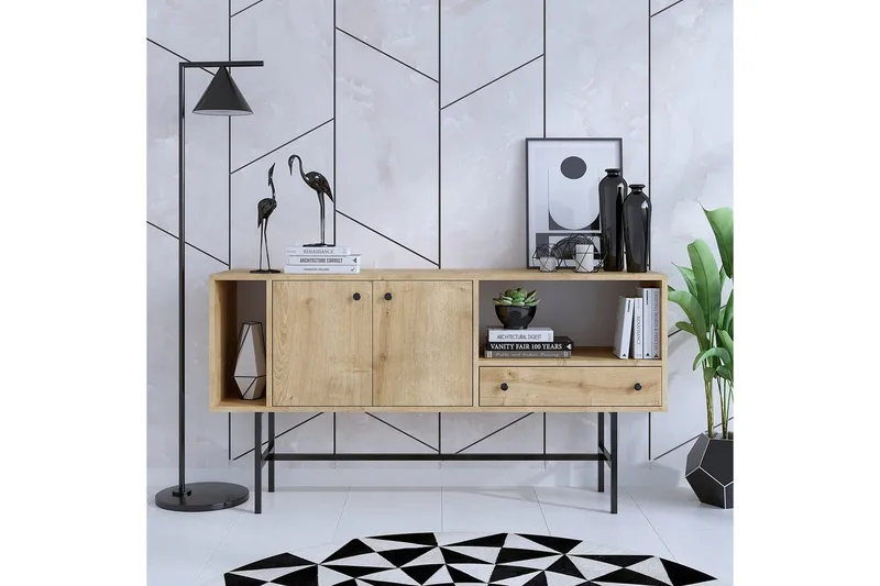 Grayce Konsollbord 150 cm - Eik/Sort - Møbler - Bord - Avlastningsbord & sidobord - Konsollbord & gangbord