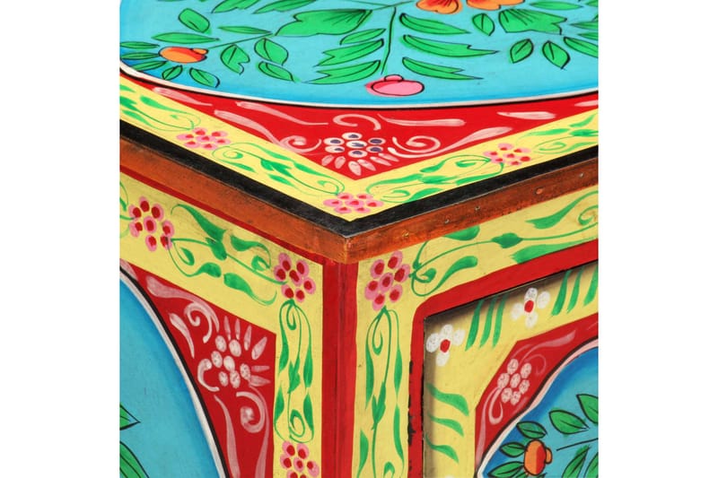 Håndmalt nattbord 40x30x50 cm heltre mango - Flerfarget - Sengebord & nattbord
