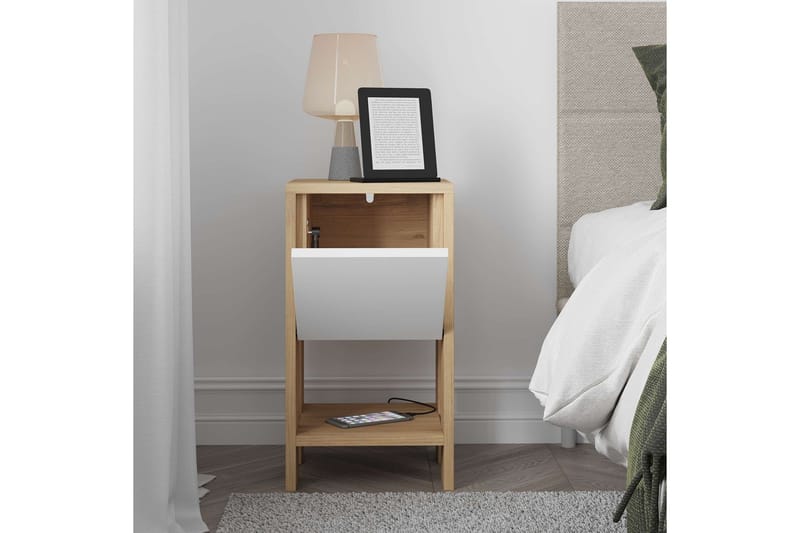 Haelyn Nattbord 30 cm - Eik/Hvit - Møbler - Bord - Avlastningsbord & sidobord - Sengebord & nattbord