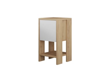 Haelyn Nattbord 30 cm med Tre- og Eikeutseende, Oppbevaring med Hylle - Natur/Hvit - Møbler - Bord - Avlastningsbord & sidobord - Sengebord & nattbord
