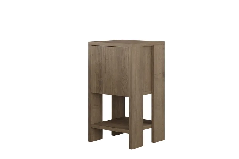 Haelyn Nattbord 30 cm med Tre- og Valnøttutseende, Oppbevaring med Hylle, Brun