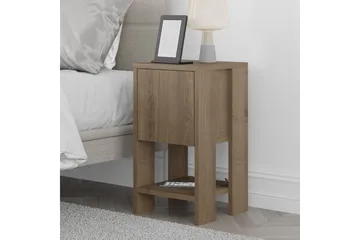 Haelyn Nattbord 30 cm med Tre- og Valnøttutseende, Oppbevaring med Hylle - Brun - Møbler - Bord - Avlastningsbord & sidobord - Sengebord & nattbord