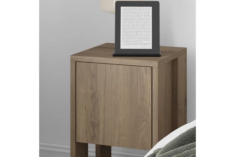 Haelyn Nattbord 30 cm med Tre- og Valnøttutseende, Oppbevaring med Hylle - Brun - Møbler - Bord - Avlastningsbord & sidobord - Sengebord & nattbord