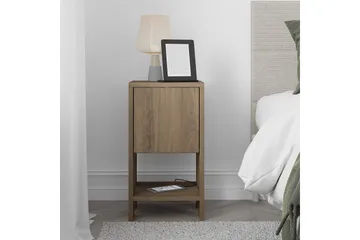 Haelyn Nattbord 30 cm med Tre- og Valnøttutseende, Oppbevaring med Hylle - Brun - Møbler - Bord - Avlastningsbord & sidobord - Sengebord & nattbord