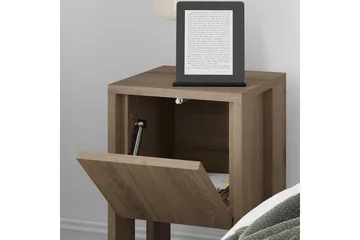Haelyn Nattbord 30 cm med Tre- og Valnøttutseende, Oppbevaring med Hylle - Brun - Møbler - Bord - Avlastningsbord & sidobord - Sengebord & nattbord