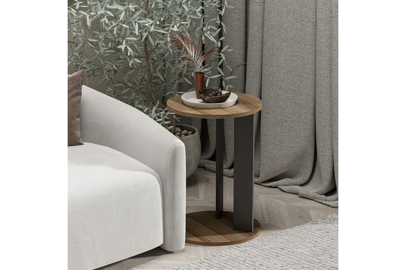 Haelyn Sidebord 34 cm - Valnøtt/Antrasitt - Møbler - Bord - Avlastningsbord & sidobord - Lampebord & sidebord