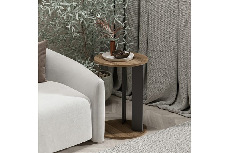 Haelyn Sidebord 34 cm - Valnøtt/Antrasitt - Møbler - Bord - Avlastningsbord & sidobord - Lampebord & sidebord