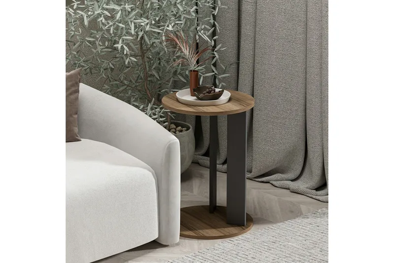 Haelyn Sidebord 34 cm - Valnøtt/Antrasitt - Møbler - Bord - Avlastningsbord & sidobord - Brettbord og småbord