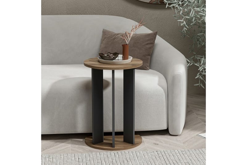 Haelyn Sidebord 34 cm - Valnøtt/Antrasitt - Møbler - Bord - Avlastningsbord & sidobord - Lampebord & sidebord
