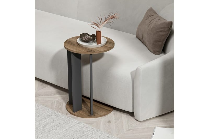 Haelyn Sidebord 34 cm - Valnøtt/Antrasitt - Møbler - Bord - Avlastningsbord & sidobord - Lampebord & sidebord