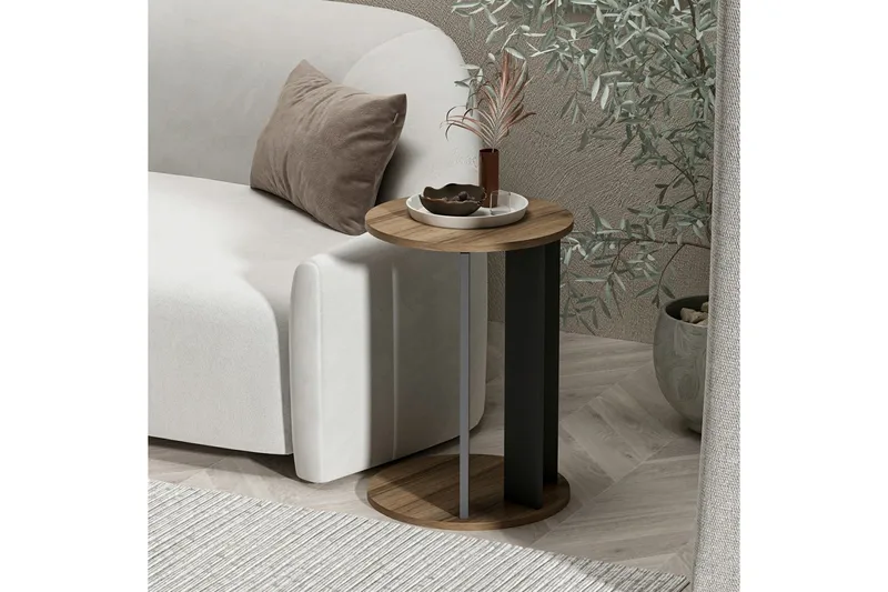 Haelyn Sidebord 34 cm - Valnøtt/Antrasitt - Møbler - Bord - Avlastningsbord & sidobord - Brettbord og småbord