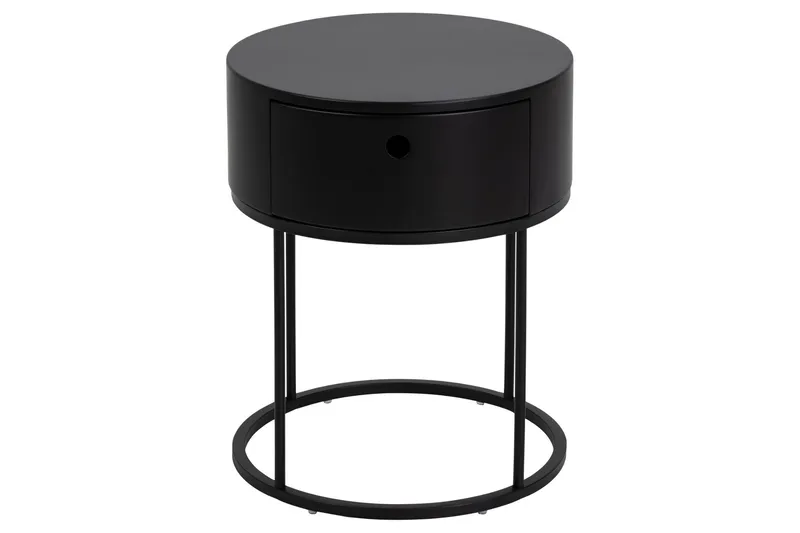 Hastane Nattbord 40 cm Rund i Tre med Metallunderstell - Svart - Møbler - Bord - Avlastningsbord & sidobord - Sengebord & nattbord