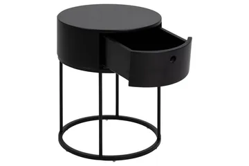 Hastane Nattbord 40 cm Rund i Tre med Metallunderstell - Svart - Møbler - Bord - Avlastningsbord & sidobord - Sengebord & nattbord