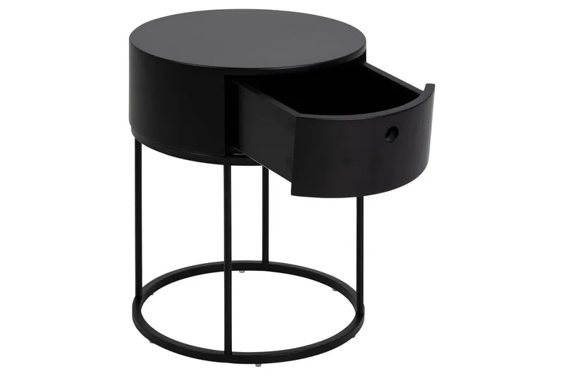 Hastane Nattbord 40 cm Rund i Tre med Metallunderstell - Svart - Møbler - Bord - Avlastningsbord & sidobord - Sengebord & nattbord
