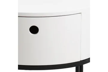 Hastane Nattbord 40 cm Rund med Skuffer i Tre og Metall - Hvit - Møbler - Bord - Avlastningsbord & sidobord - Sengebord & nattbord