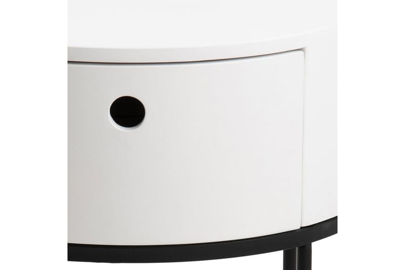 Hastane Nattbord 40 cm Rund med Skuffer i Tre og Metall - Hvit - Møbler - Bord - Avlastningsbord & sidobord - Sengebord & nattbord