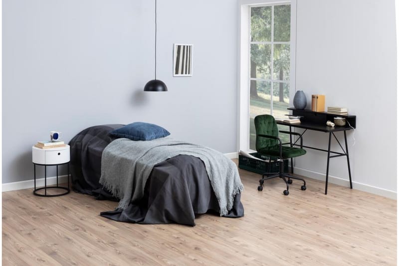 Hastane Nattbord 40 cm Rund med Skuffer i Tre og Metall - Hvit - Møbler - Bord - Avlastningsbord & sidobord - Sengebord & nattbord