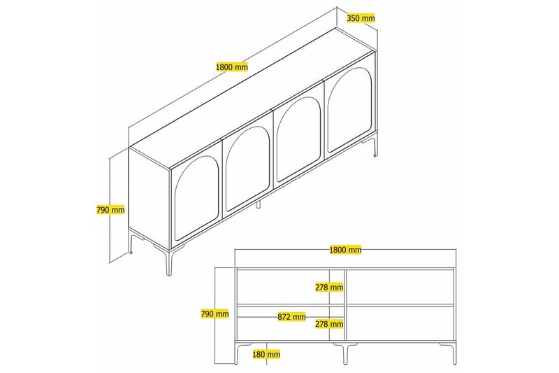 Hazim Konsollbord 180 cm - Hvit/Svart - Møbler - Bord - Avlastningsbord & sidobord - Konsollbord & gangbord