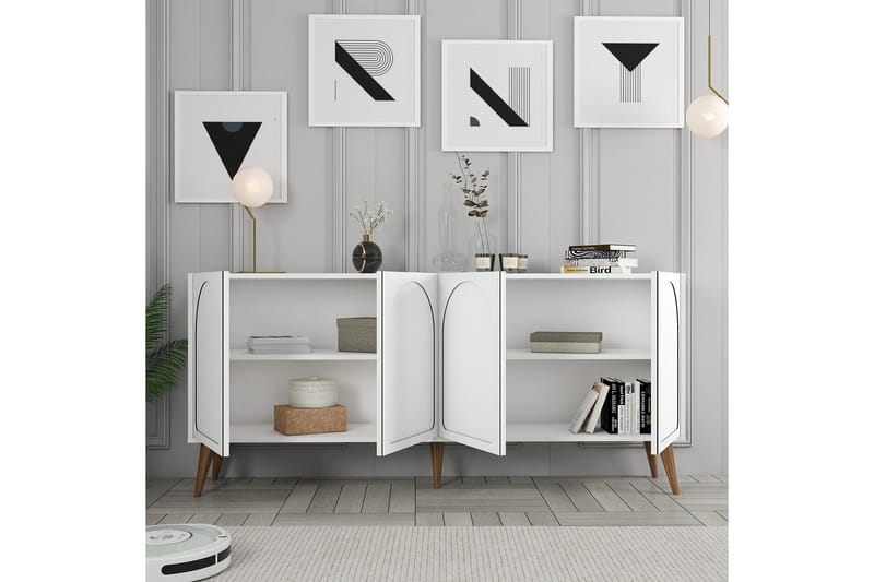 Hazim Konsollbord 180 cm - Hvit/Valnøtt - Møbler - Bord - Avlastningsbord & sidobord - Konsollbord & gangbord