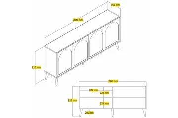 Hazim Konsollbord 180 cm - Hvit/Valnøtt - Møbler - Bord - Avlastningsbord & sidobord - Konsollbord & gangbord