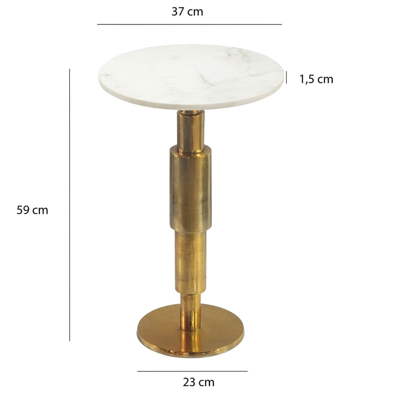 Heluna sidebord 37 cm - hvit marmor og gull - Møbler - Bord - Avlastningsbord & sidobord - Pidestall & blomsterpidestall