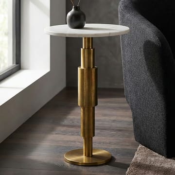 Heluna sidebord 37 cm - hvit marmor og gull - Møbler - Bord - Avlastningsbord & sidobord - Pidestall & blomsterpidestall