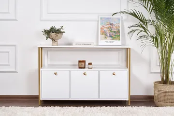 Hemani Konsollbord 120 cm - Hvitt og gull - Møbler - Bord - Avlastningsbord & sidobord - Konsollbord & gangbord