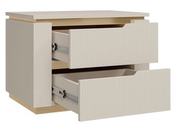 Hilafin Nattbord i Malt Tre med Oppbevaring og Skuffer - Beige - Møbler - Bord - Avlastningsbord & sidobord - Sengebord & nattbord