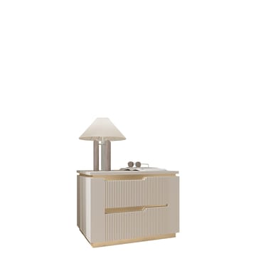 Hilafin Nattbord i Malt Tre med Oppbevaring og Skuffer - Beige - Møbler - Bord - Avlastningsbord & sidobord - Sengebord & nattbord